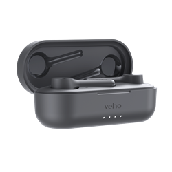 Veho Stix II True wireless earphones - Mirage Grey - Quad Pro microphones, up to 5 hrs battery life & ENC - Inc charging case